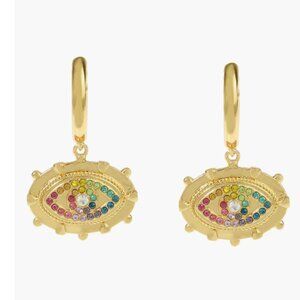 Kurt Geiger London Earrings Evil Eye drop Earrings Pave Crystals Rainbow Gold